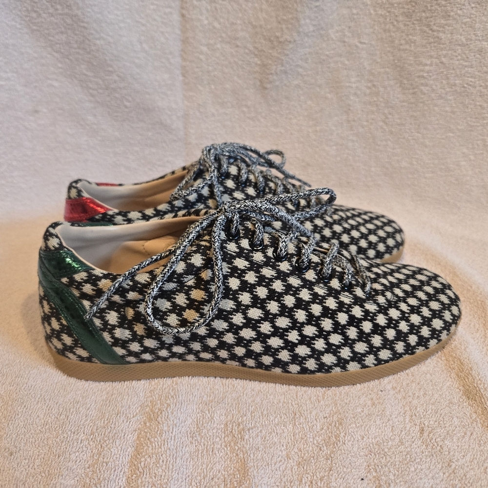 NIB Gucci "Bambi-Dot" Woven Sneaker with Genuine Snakeskin Accent